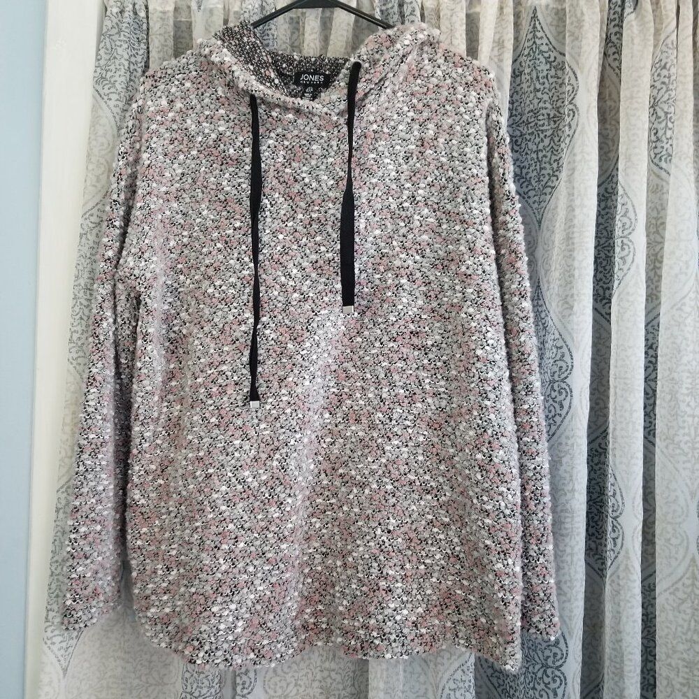 Jones New York Multicolor Plush Hoodie Long Sleeve Women's Large